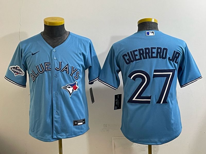Youth 2025 Nike Toronto Blue Jays #27 Guerrero jr Light Blue Game MLB Jersey 04->youth mlb jersey->Youth Jersey